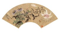 刘德六 花卉草虫 扇面镜心
